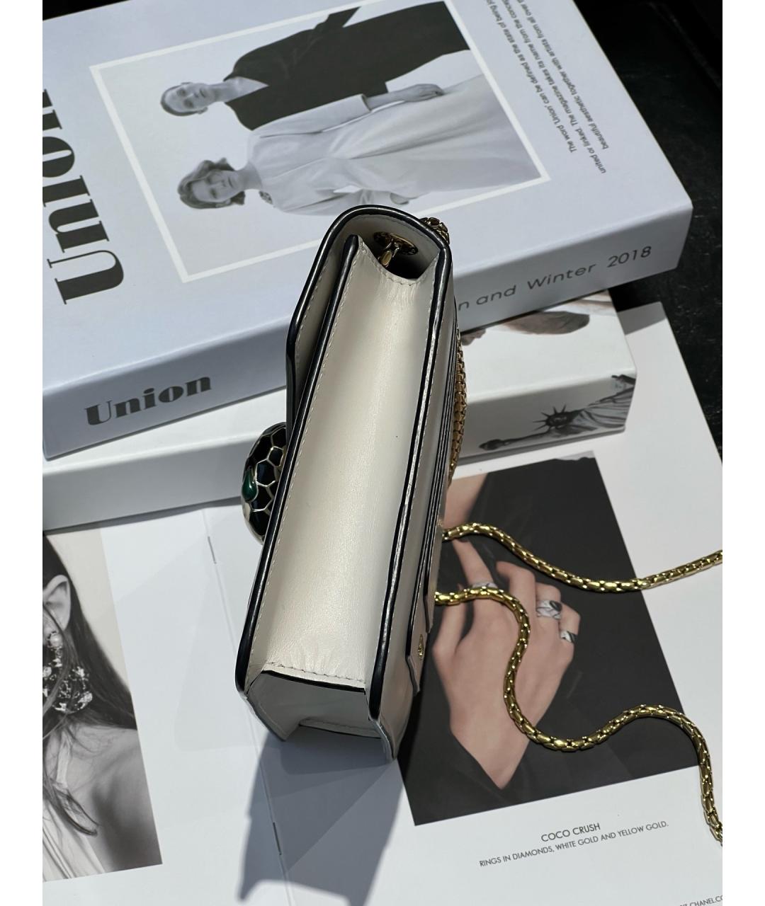 BVLGARI Белая кожаная сумка через плечо, фото 3