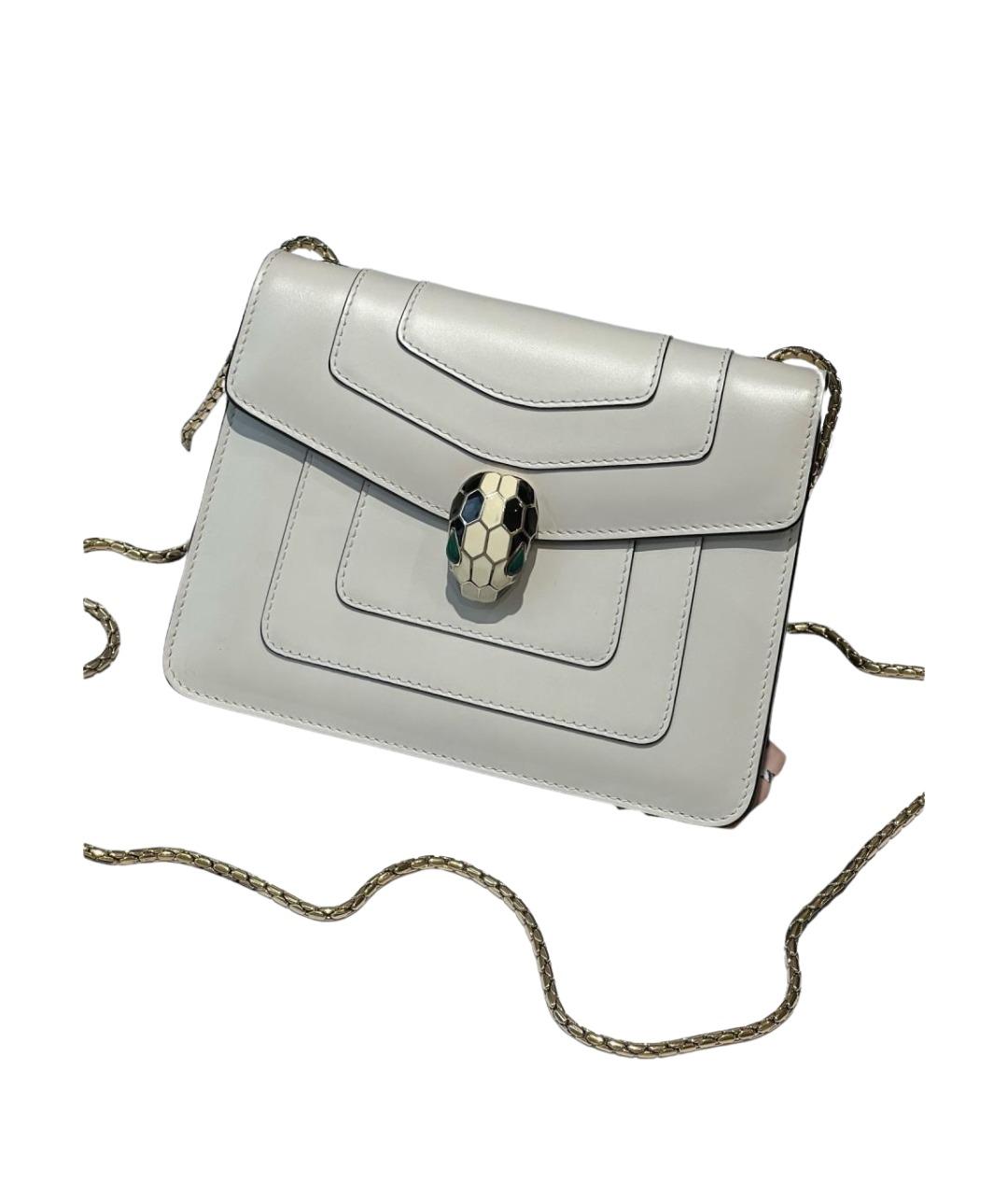 BVLGARI Белая кожаная сумка через плечо, фото 1