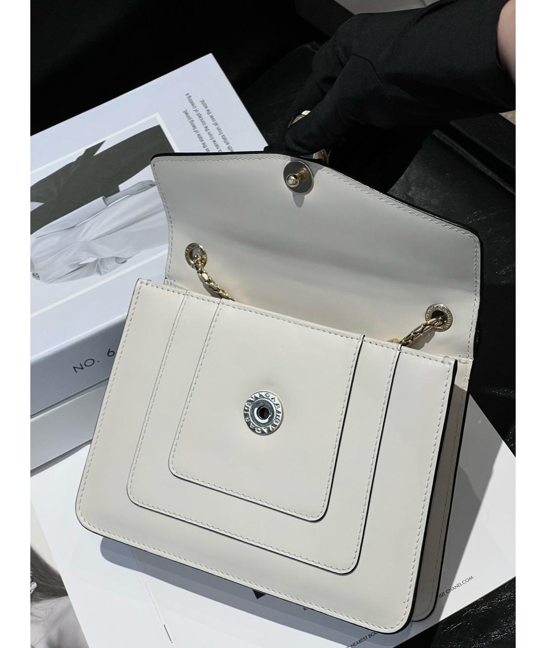 BVLGARI Белая кожаная сумка через плечо, фото 5