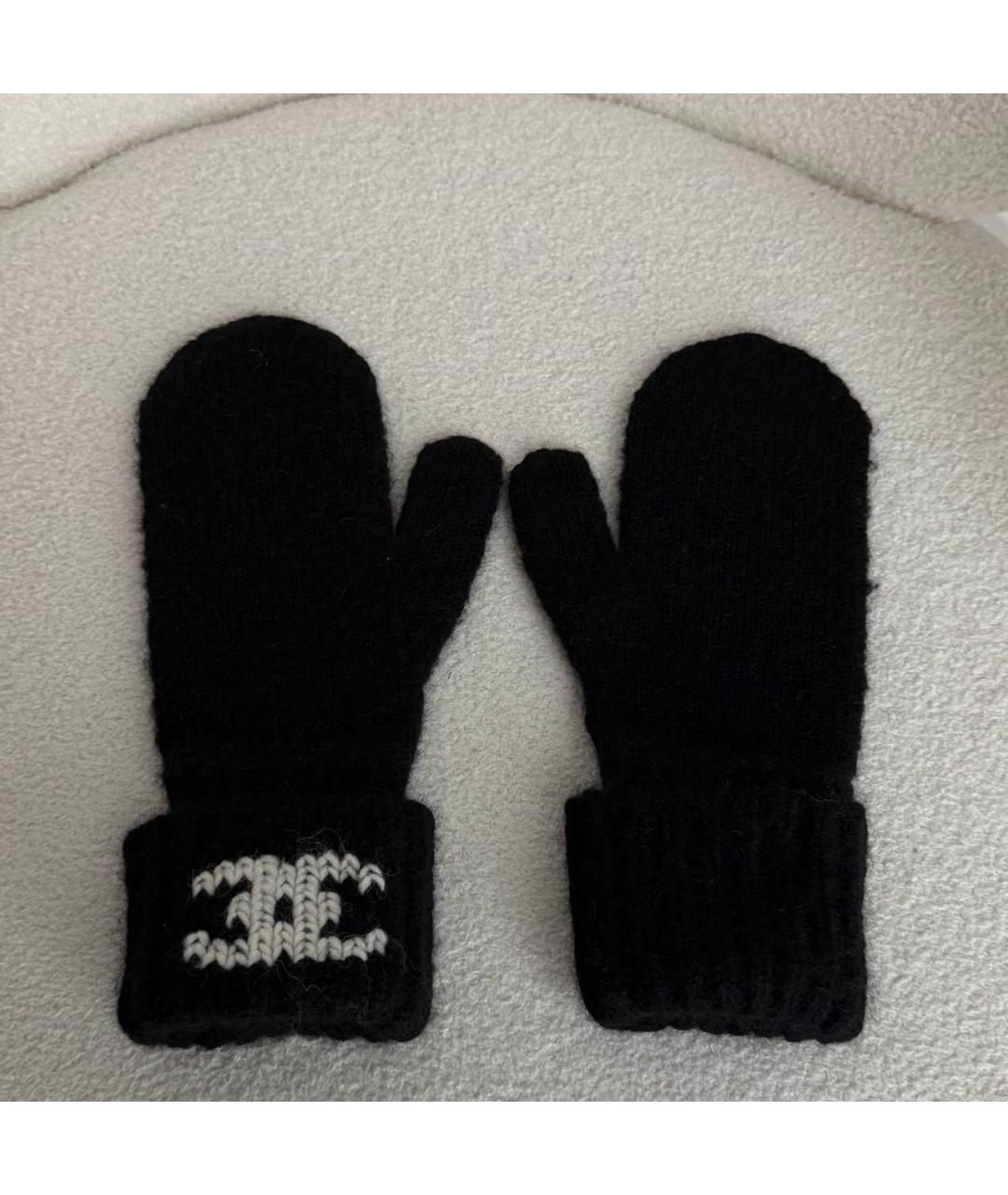 CHANEL Черные кашемировые варежки, фото 6