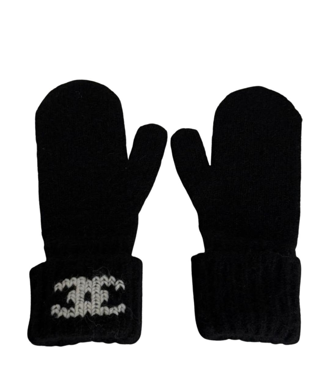 CHANEL Черные кашемировые варежки, фото 1