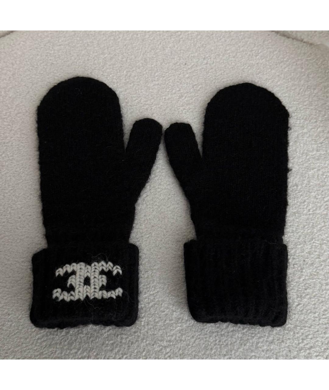 CHANEL Черные кашемировые варежки, фото 5