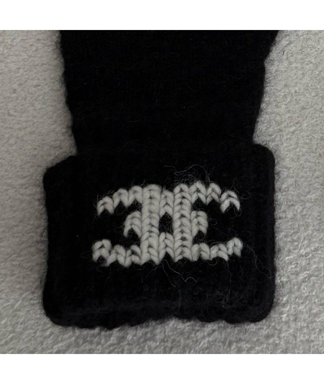 CHANEL Черные кашемировые варежки, фото 3