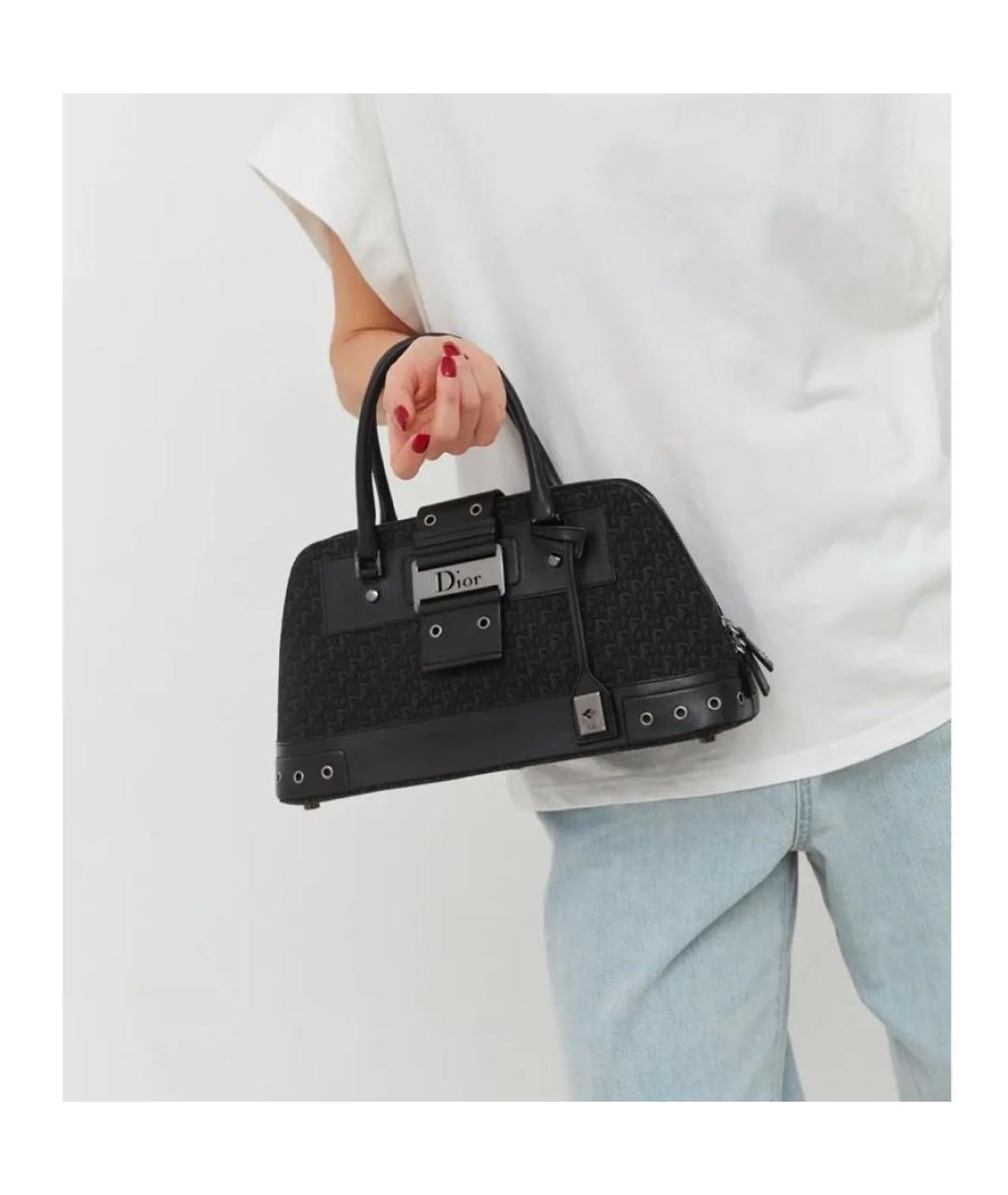 CHRISTIAN DIOR Черная кожаная сумка с короткими ручками, фото 6