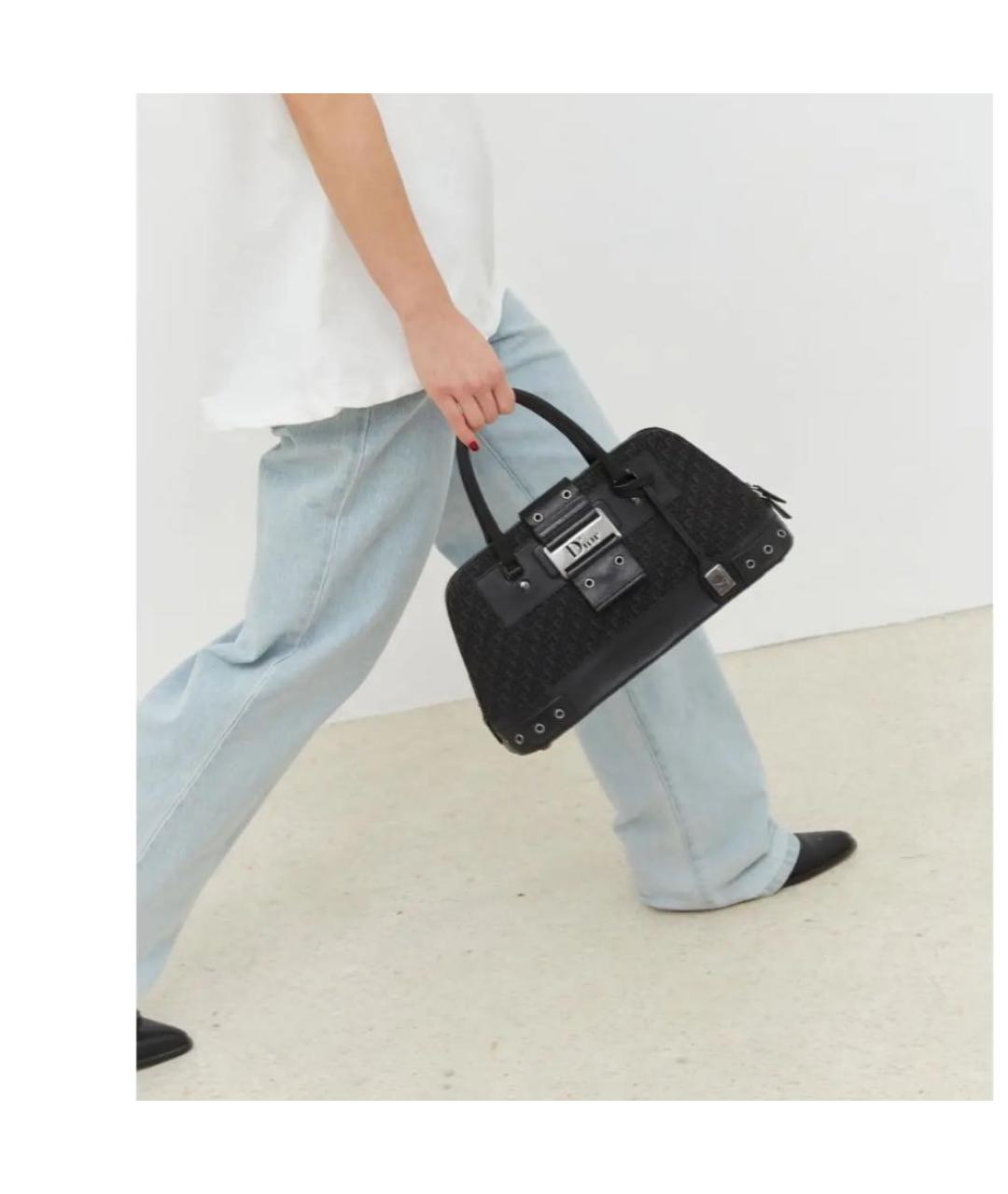 CHRISTIAN DIOR Черная кожаная сумка с короткими ручками, фото 5