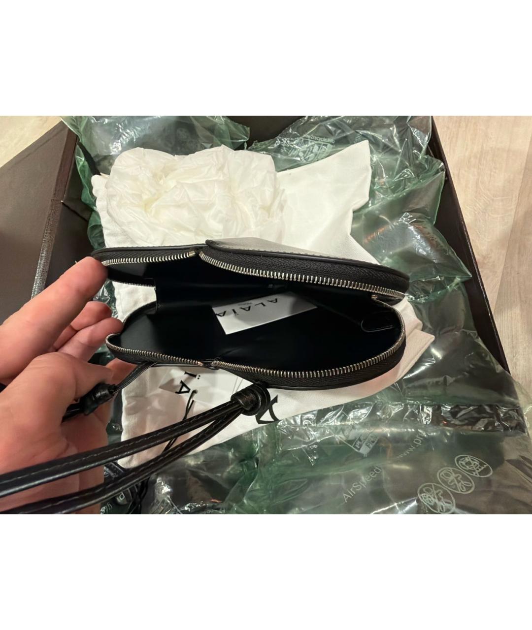 ALAIA Черная кожаная сумка через плечо, фото 4