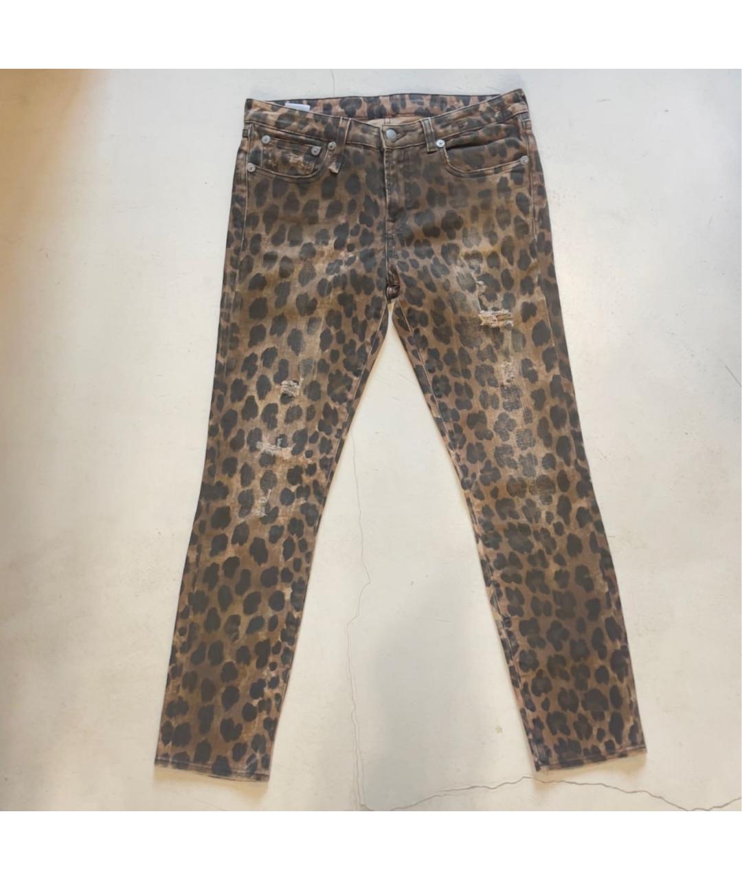 R13 Коричневые хлопковые джинсы слим, фото 7