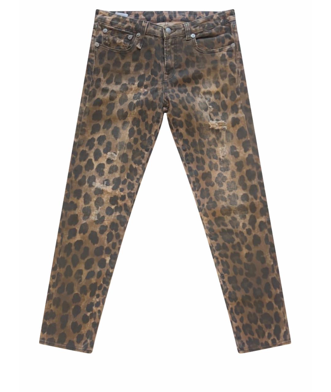 R13 Коричневые хлопковые джинсы слим, фото 1