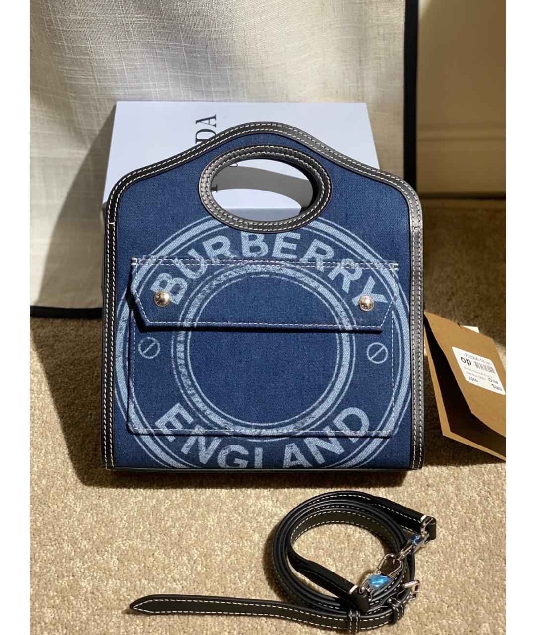 BURBERRY Голубая деним сумка через плечо, фото 9