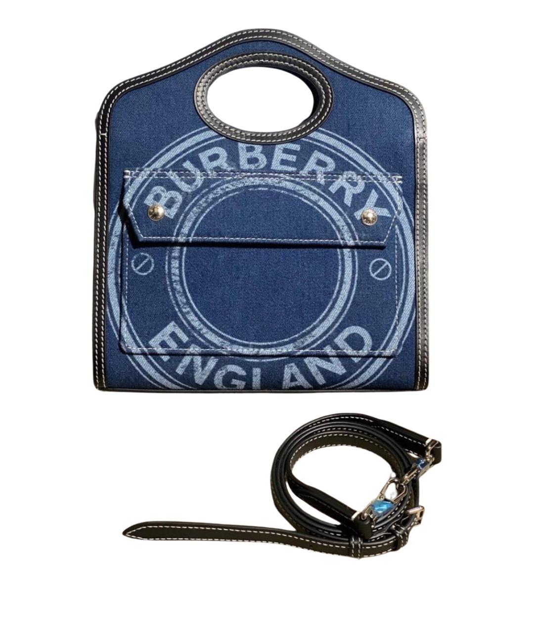 BURBERRY Голубая деним сумка через плечо, фото 1