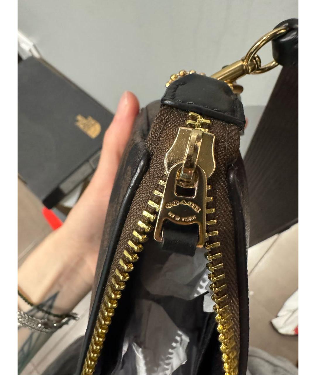 COACH Коричневая сумка с короткими ручками, фото 4