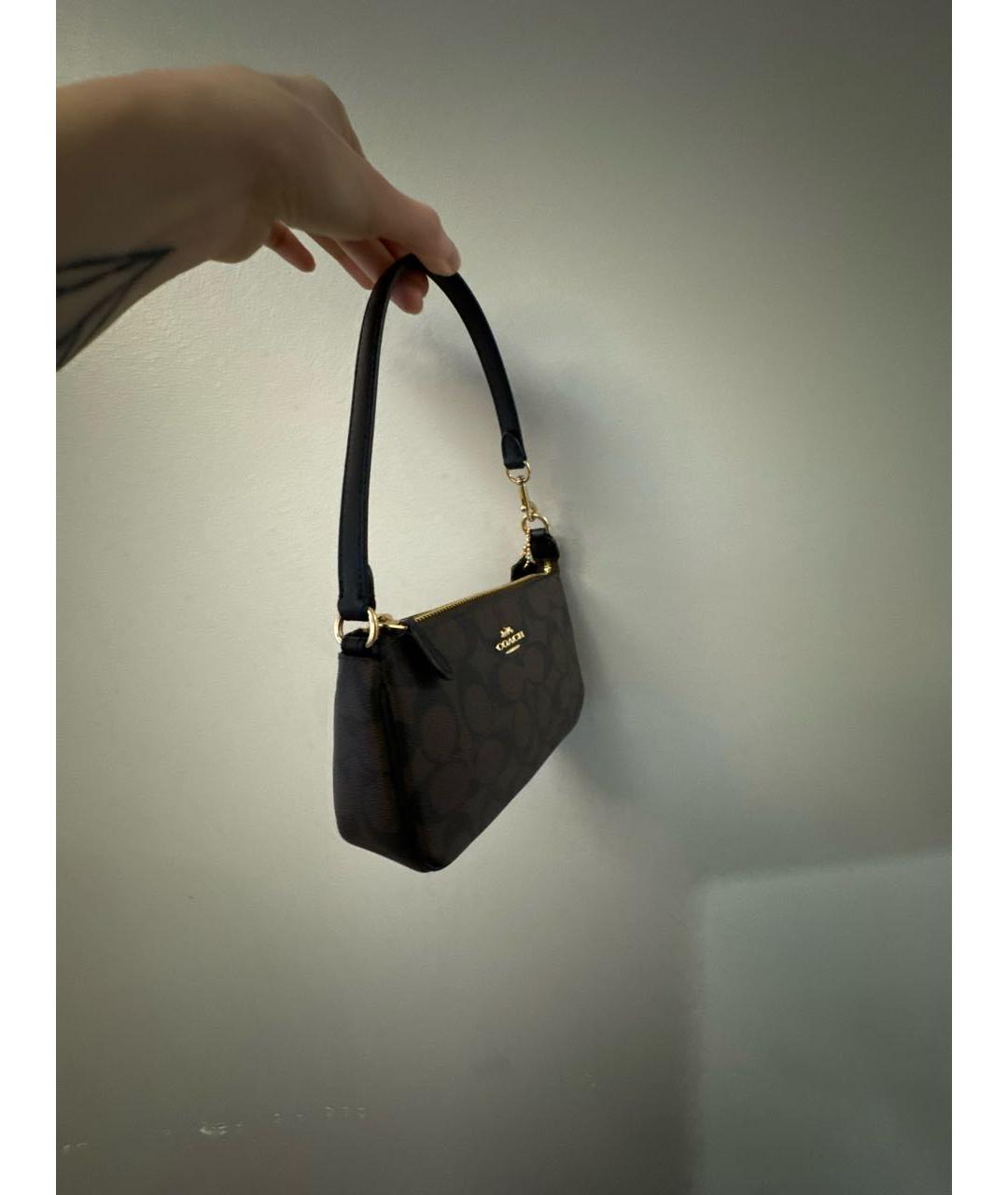 COACH Коричневая сумка с короткими ручками, фото 2