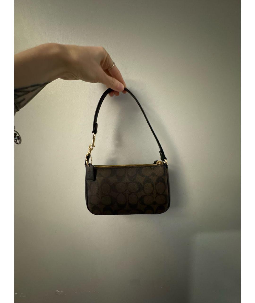 COACH Коричневая сумка с короткими ручками, фото 3