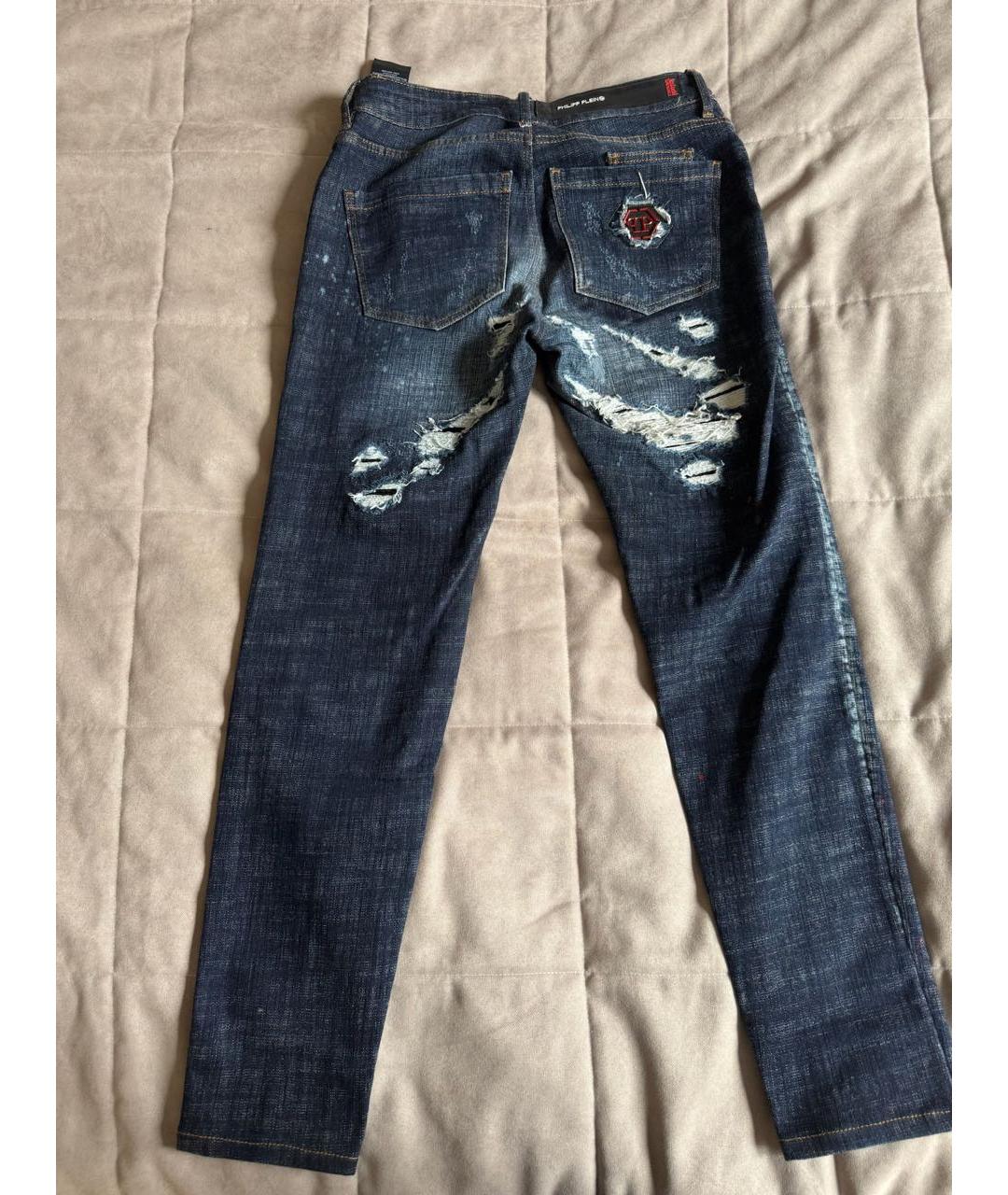 PHILIPP PLEIN Синие хлопковые джинсы скинни, фото 2