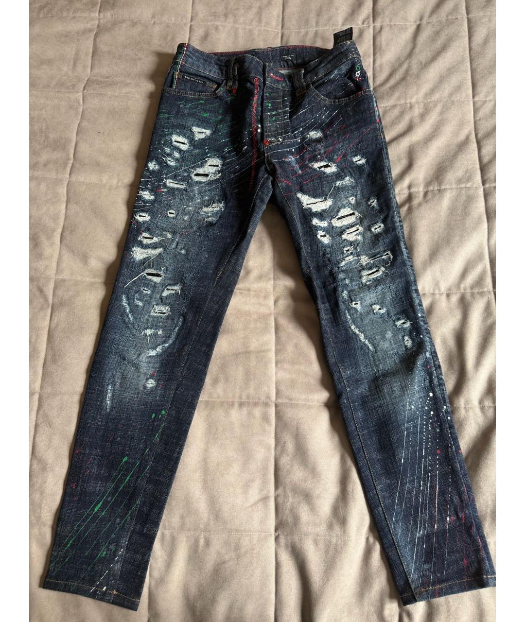 PHILIPP PLEIN Синие хлопковые джинсы скинни, фото 5