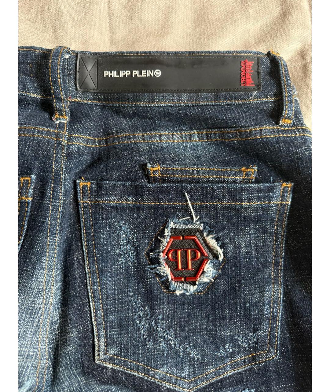 PHILIPP PLEIN Синие хлопковые джинсы скинни, фото 4