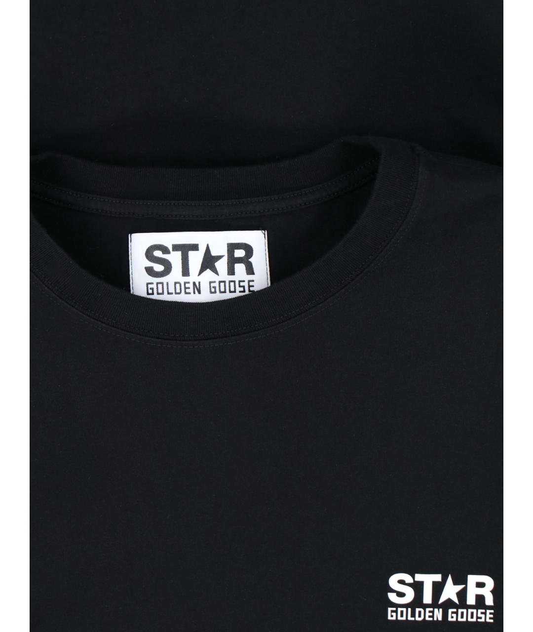 GOLDEN GOOSE DELUXE BRAND Черная хлопковая футболка, фото 3