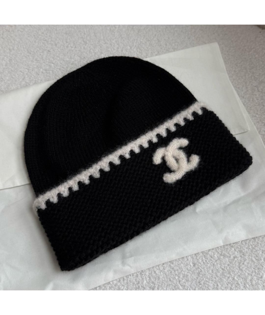 CHANEL Черная кашемировая шапка, фото 5