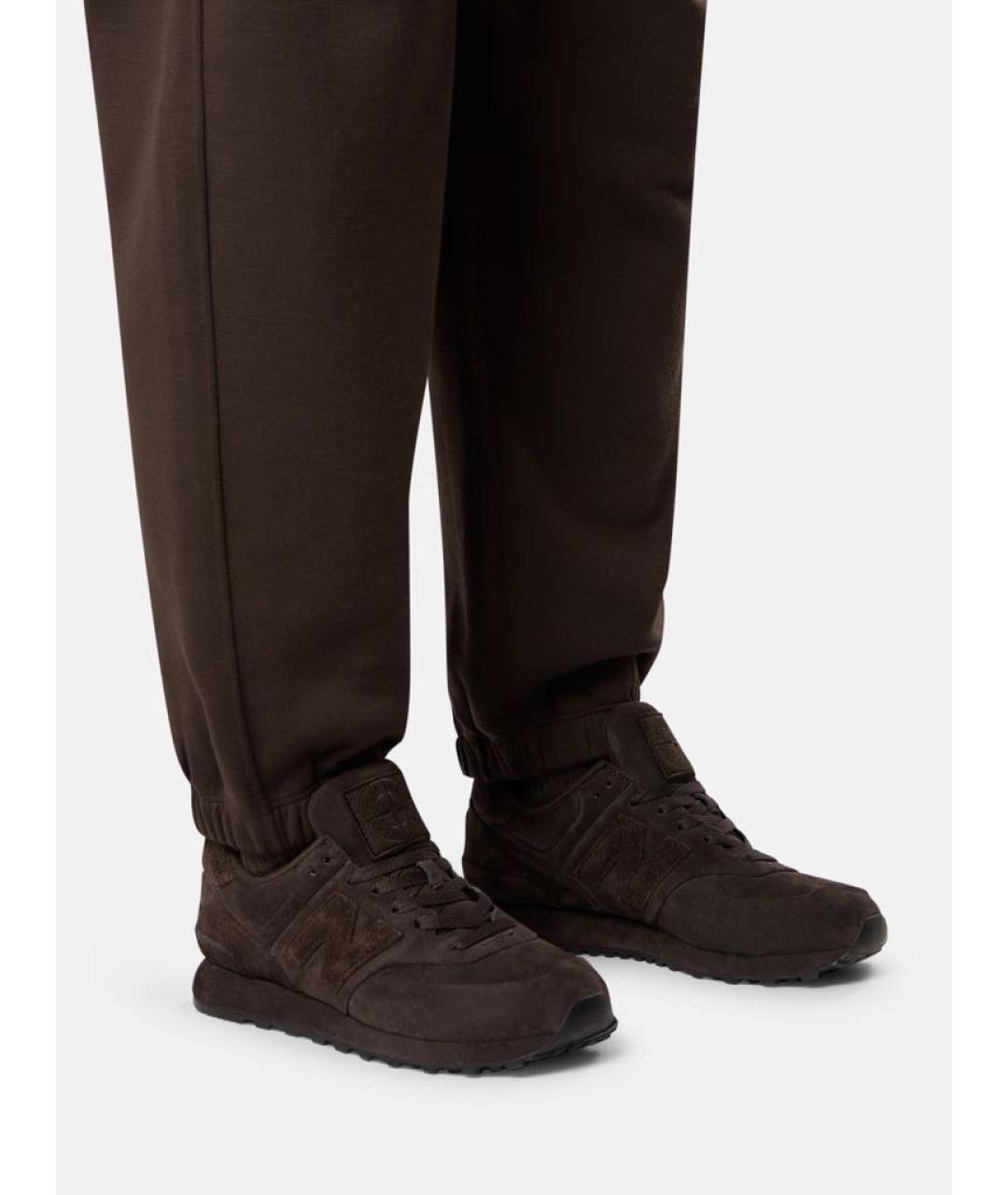 STONE ISLAND Коричневые замшевые низкие кроссовки / кеды, фото 5