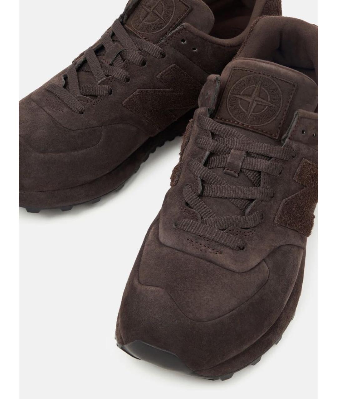 STONE ISLAND Коричневые замшевые низкие кроссовки / кеды, фото 3