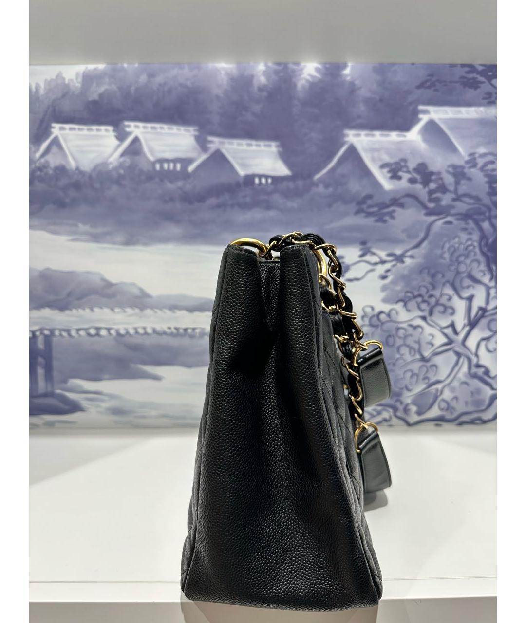 CHANEL Черная кожаная сумка тоут, фото 4