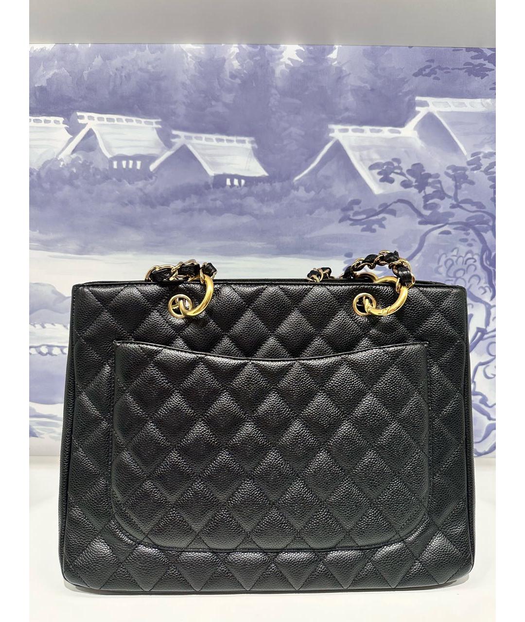 CHANEL Черная кожаная сумка тоут, фото 2