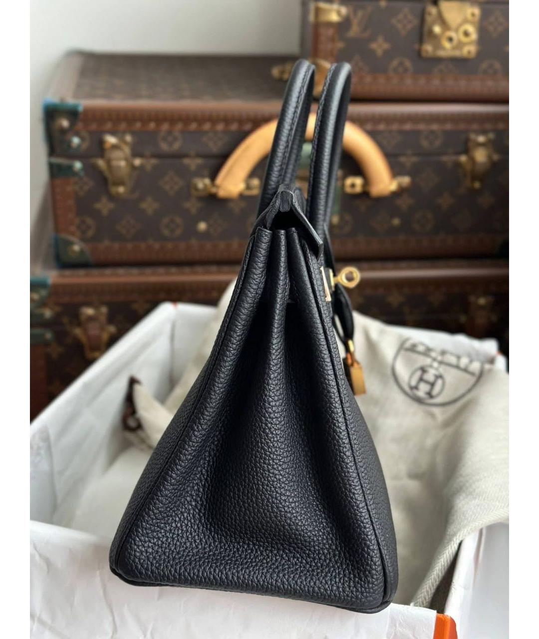 HERMES Черная кожаная сумка тоут, фото 2