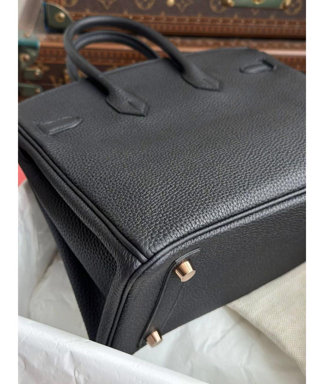 HERMES Черная кожаная сумка тоут, фото 3