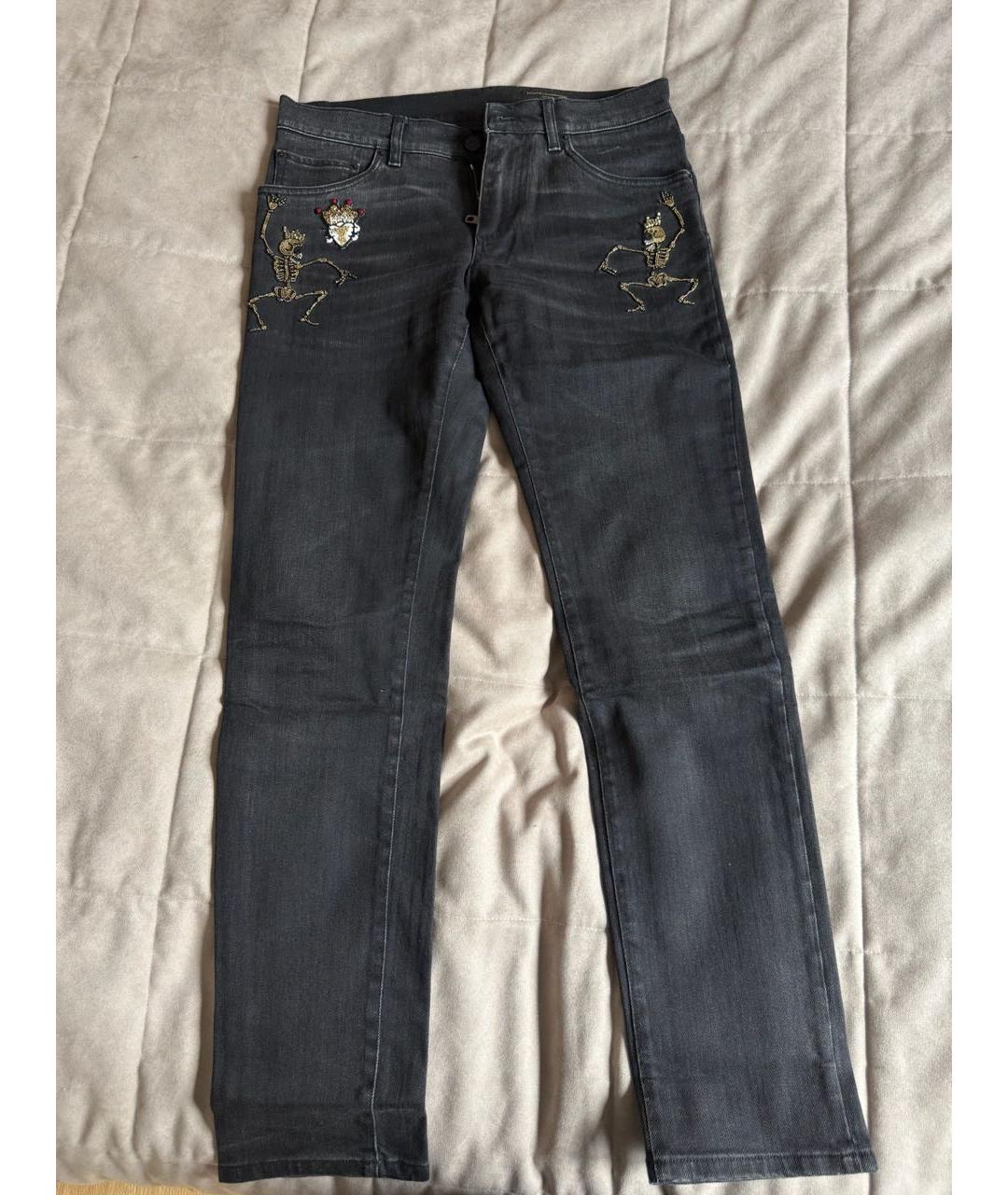 DOLCE&GABBANA Антрацитовые хлопковые джинсы скинни, фото 5