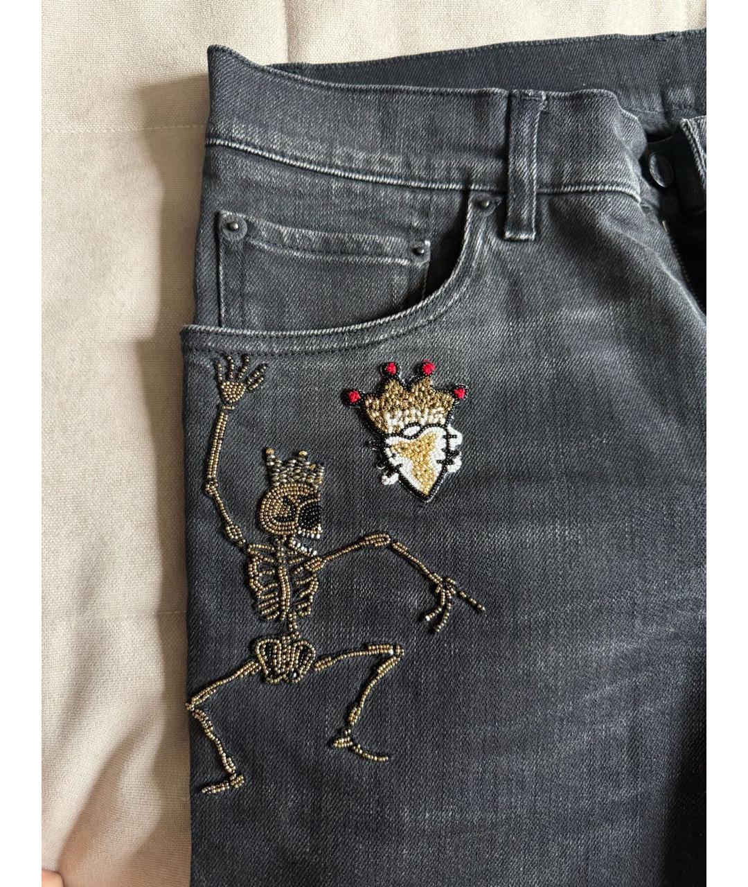 DOLCE&GABBANA Антрацитовые хлопковые джинсы скинни, фото 4