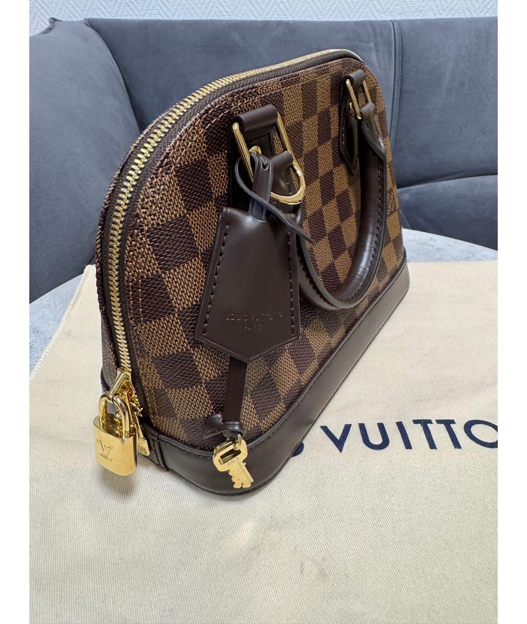 LOUIS VUITTON Коричневая кожаная сумка с короткими ручками, фото 2