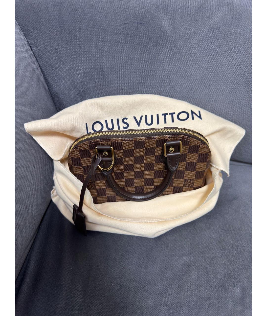 LOUIS VUITTON Коричневая кожаная сумка с короткими ручками, фото 7