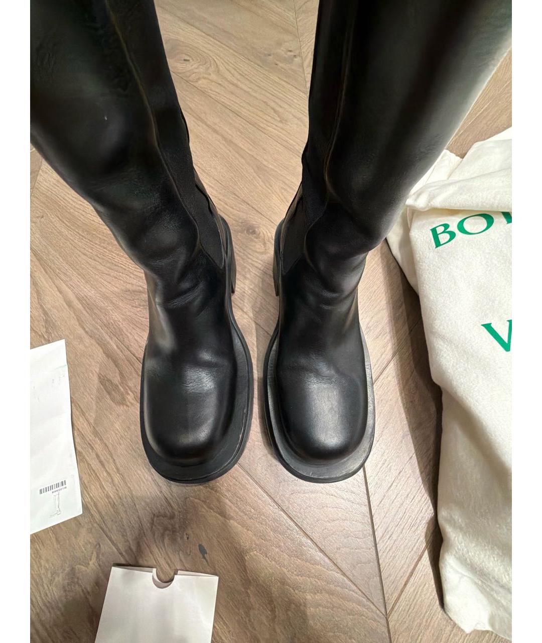 BOTTEGA VENETA Черные кожаные сапоги, фото 5