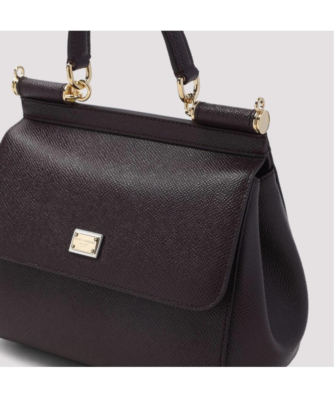 DOLCE&GABBANA Фиолетовая кожаная сумка с короткими ручками, фото 3