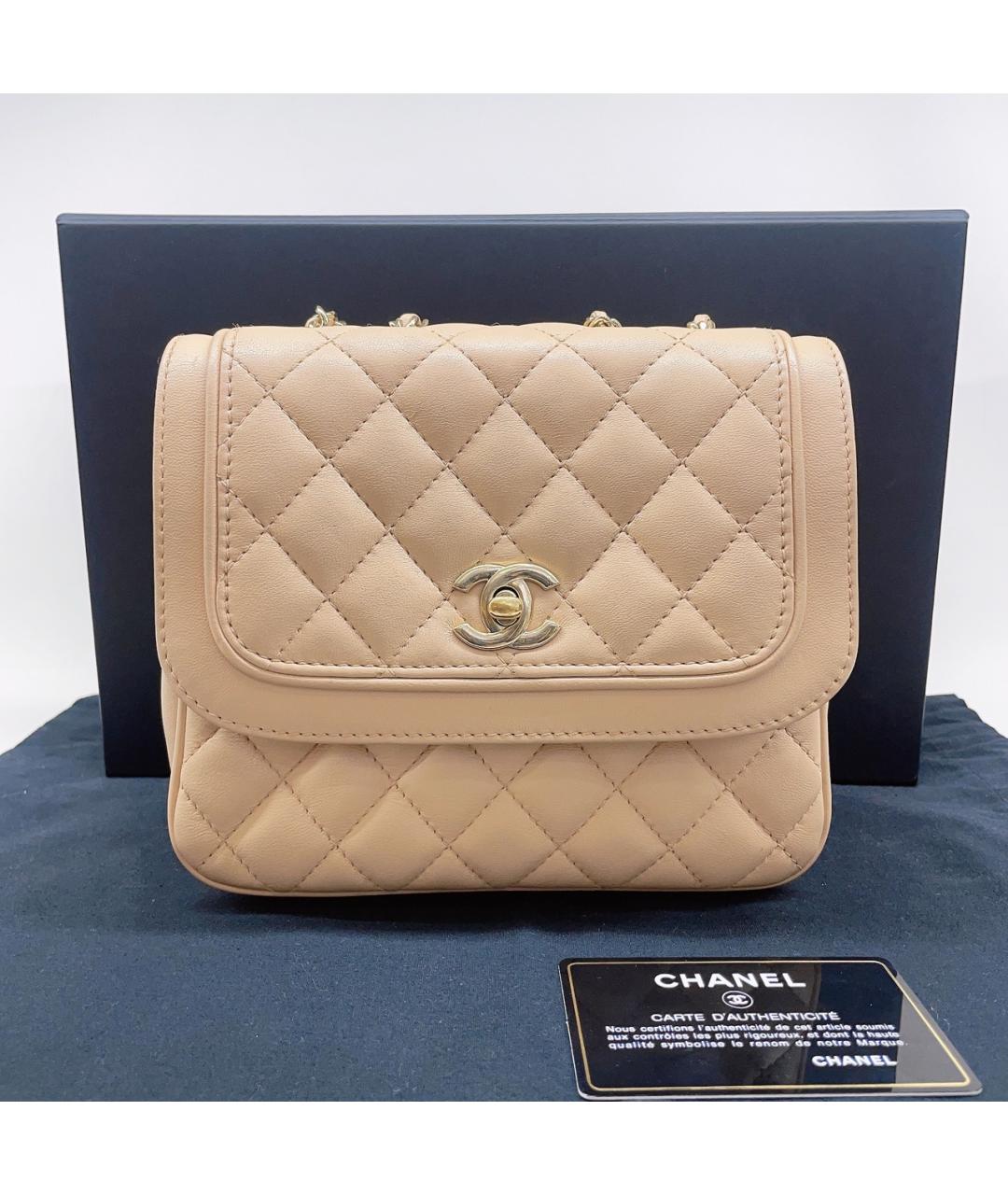 CHANEL Бежевая кожаная сумка через плечо, фото 9