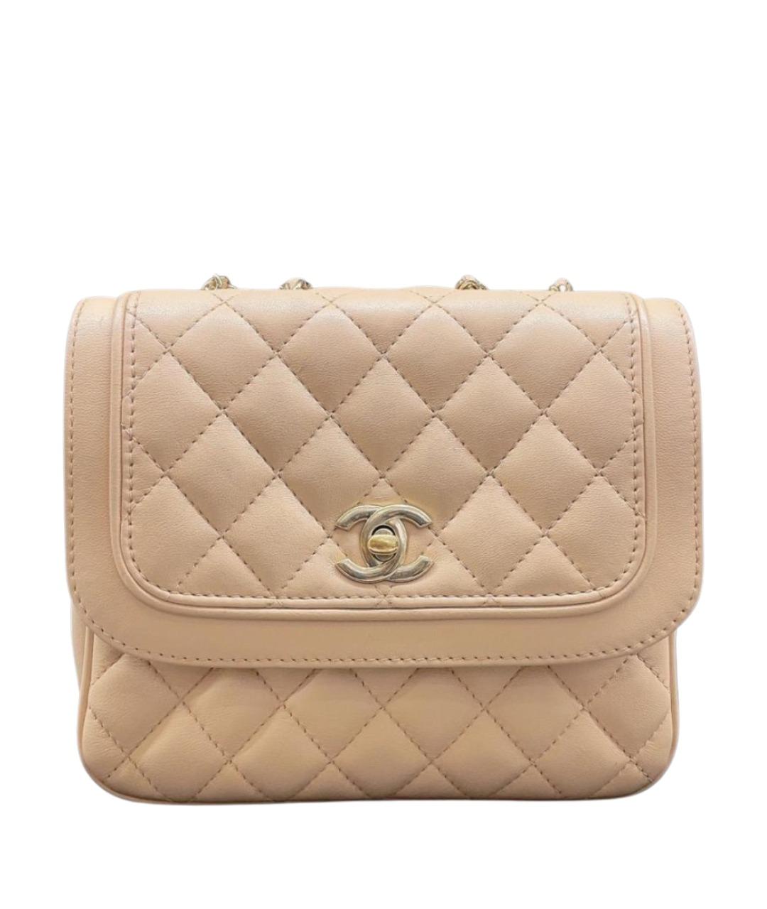 CHANEL Бежевая кожаная сумка через плечо, фото 1