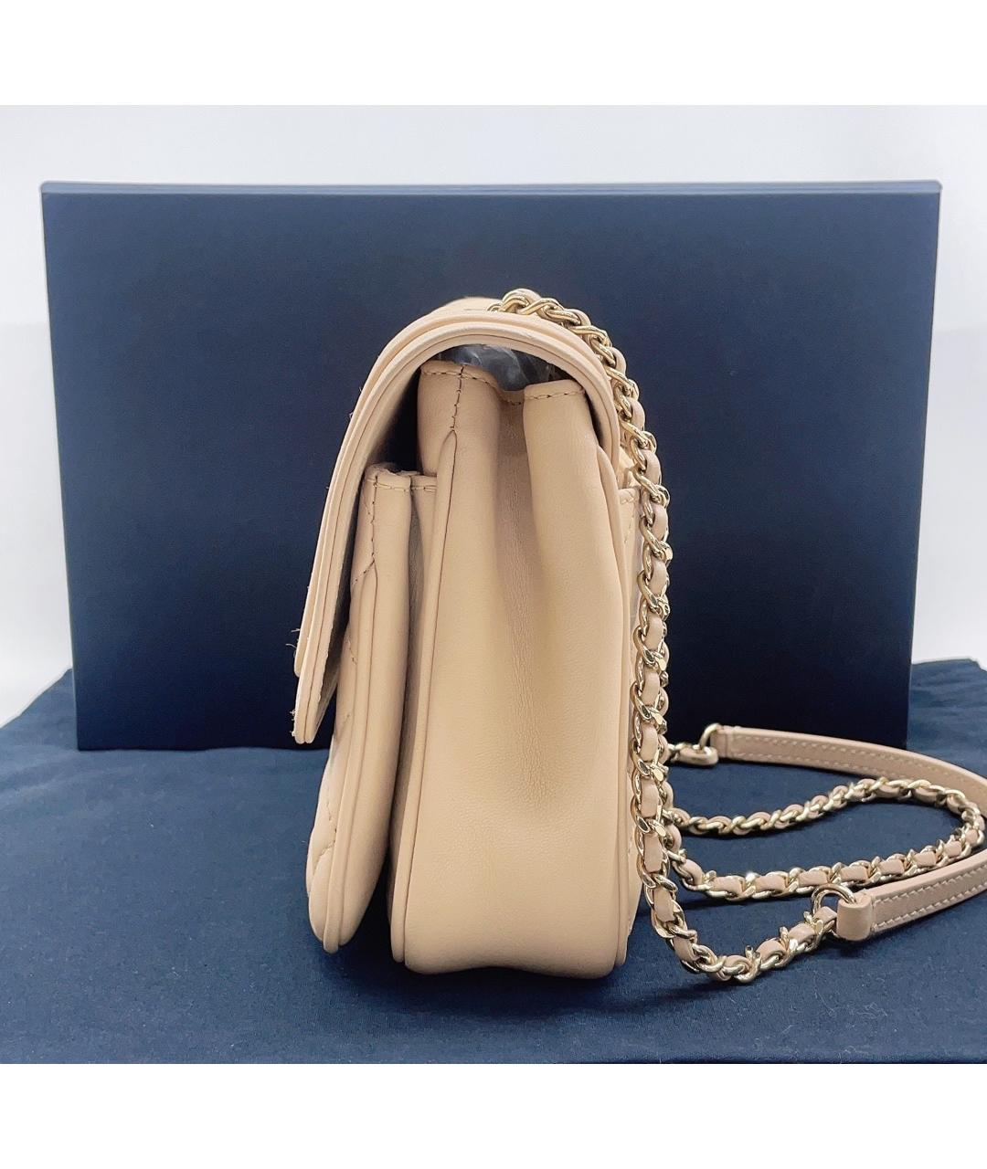 CHANEL Бежевая кожаная сумка через плечо, фото 8