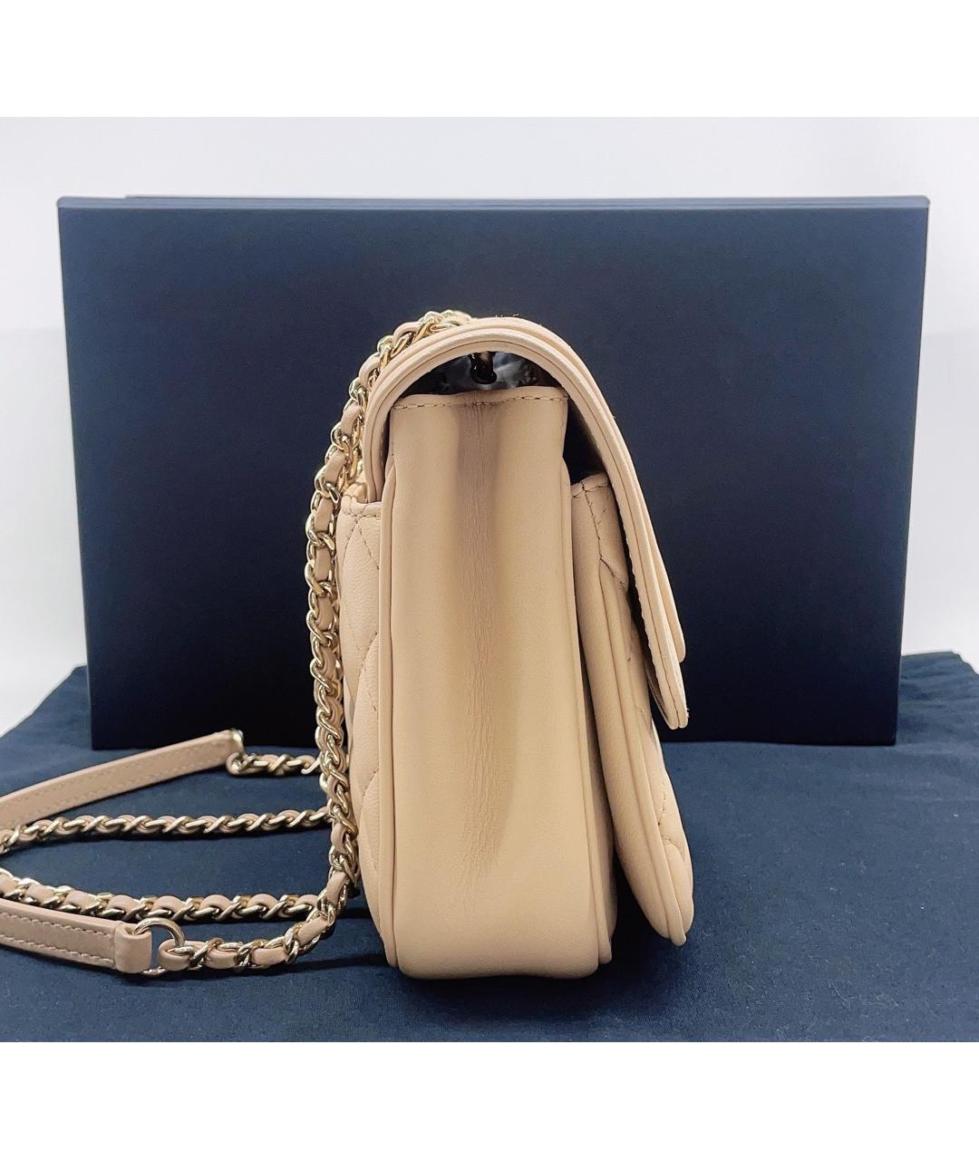 CHANEL Бежевая кожаная сумка через плечо, фото 7