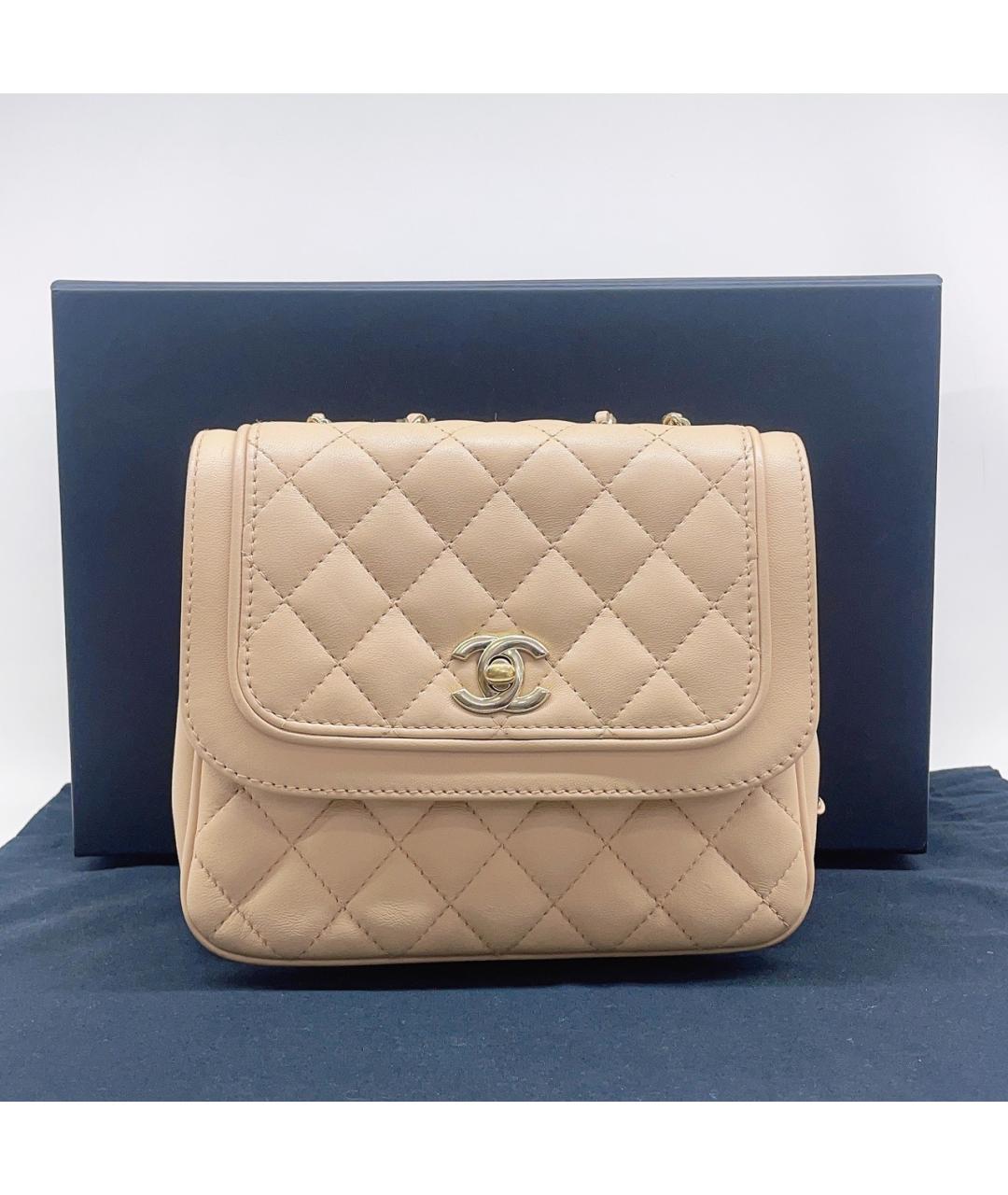 CHANEL Бежевая кожаная сумка через плечо, фото 2