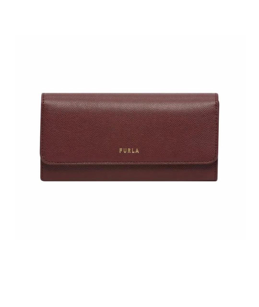 FURLA Бордовый кожаный кошелек, фото 1