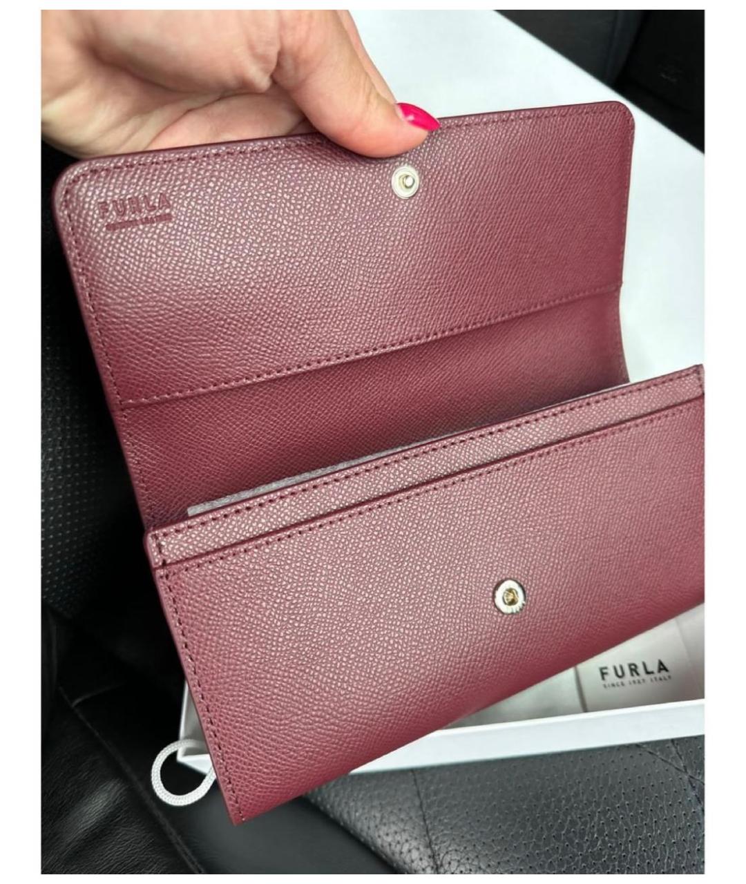 FURLA Бордовый кожаный кошелек, фото 4