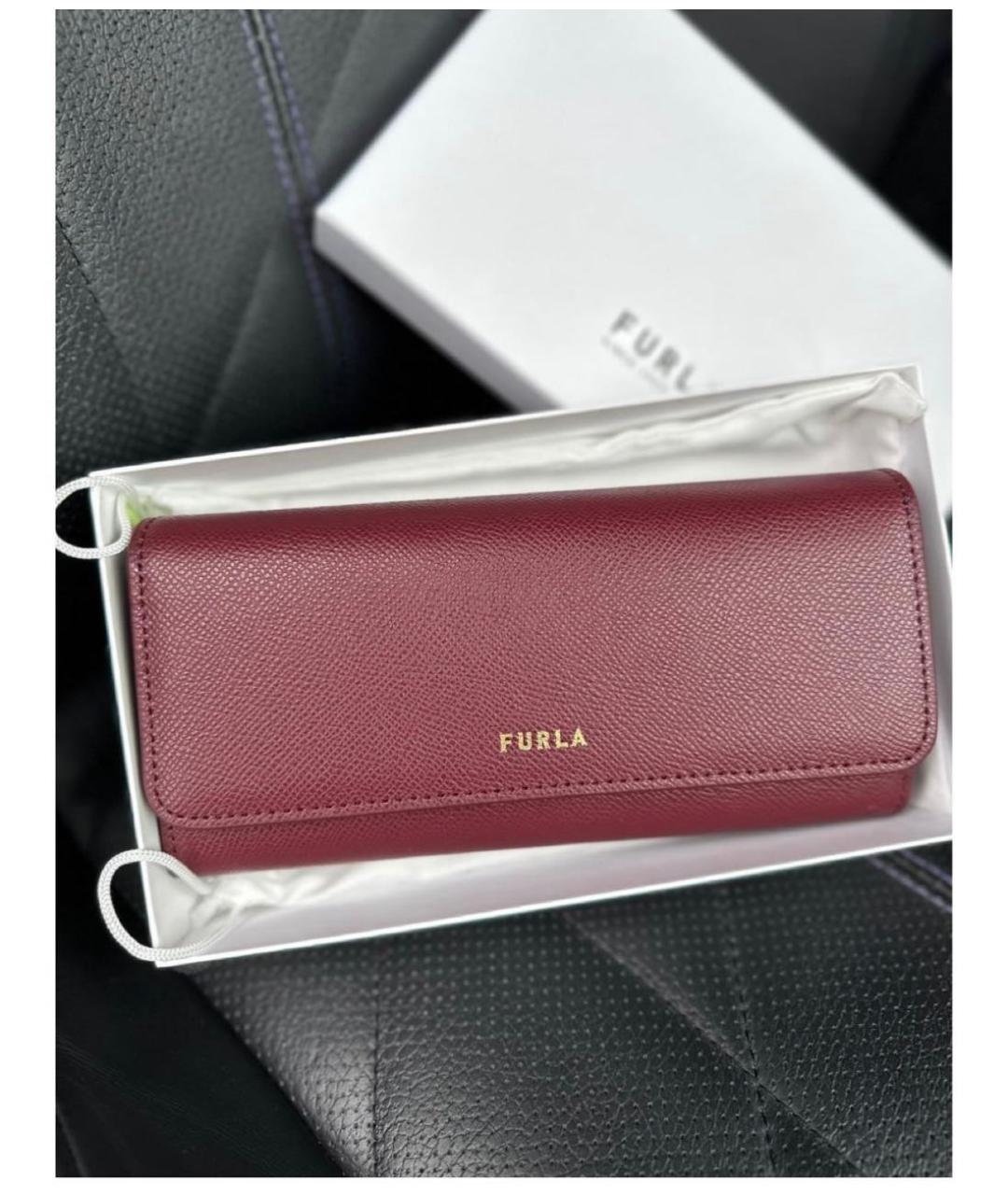 FURLA Бордовый кожаный кошелек, фото 2