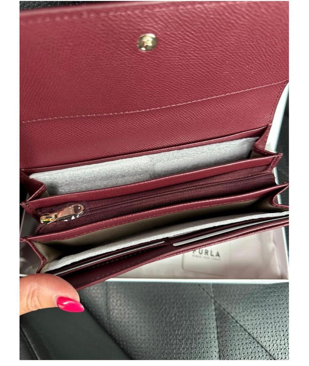 FURLA Бордовый кожаный кошелек, фото 3