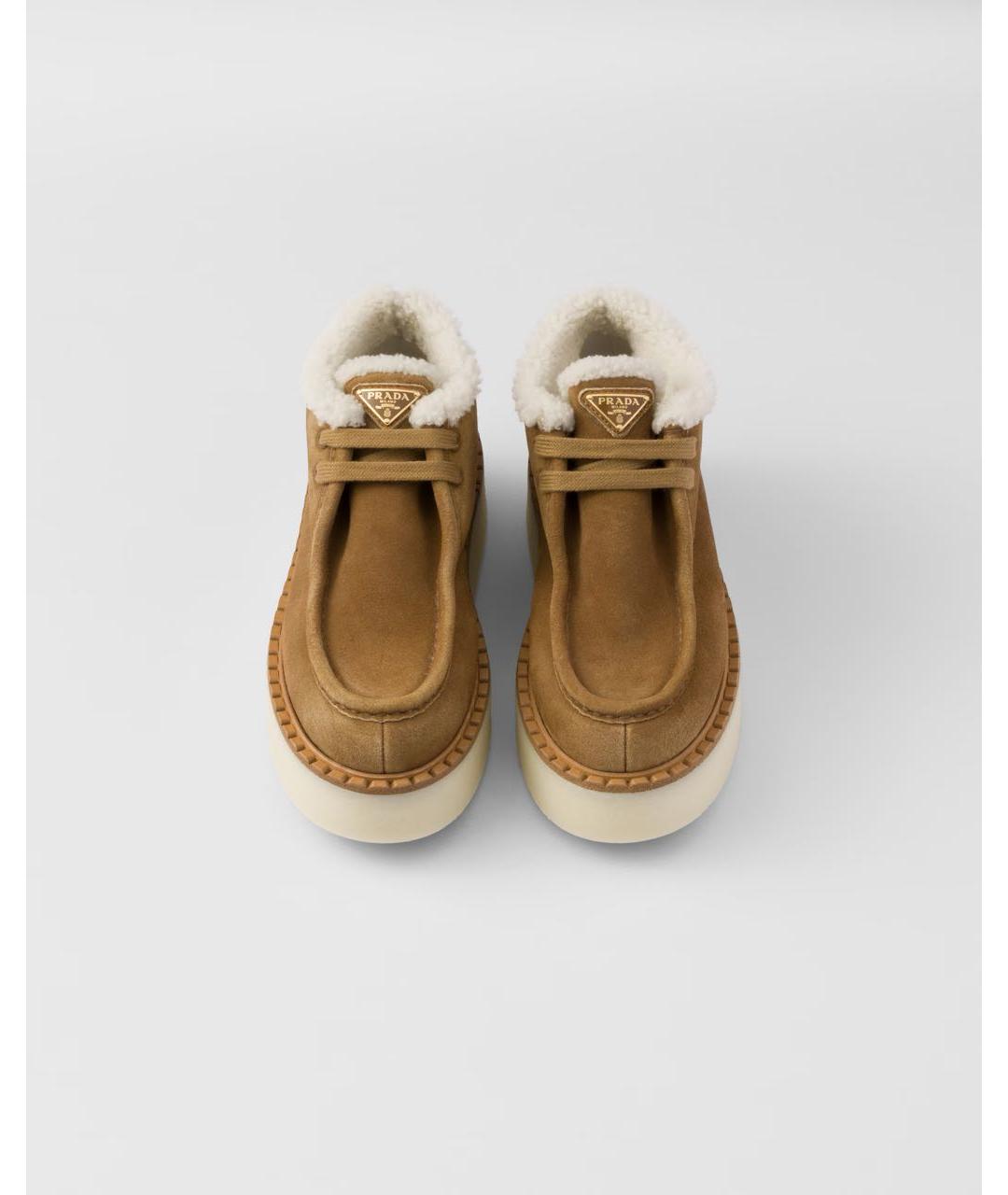 PRADA Коричневые кожаные ботинки, фото 3