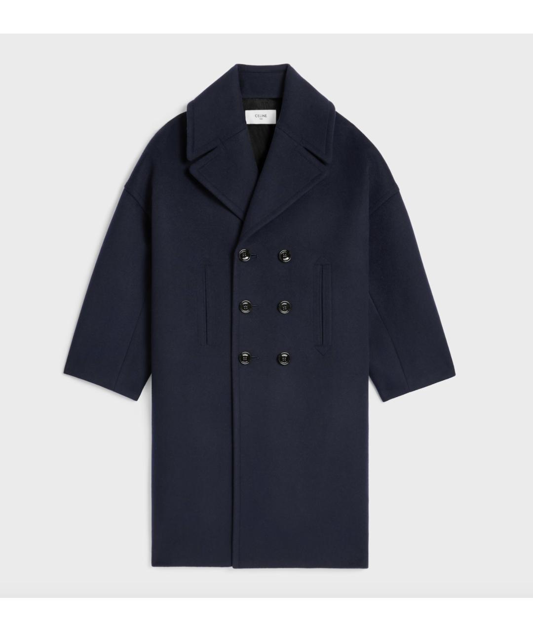 CELINE Темно-синее шерстяное пальто, фото 3