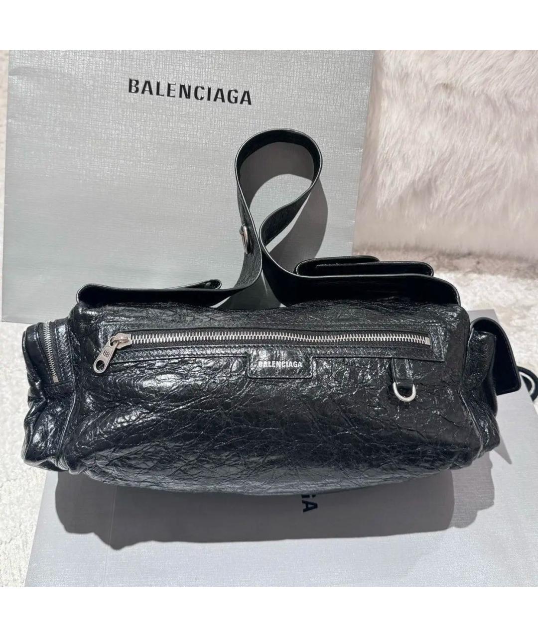 BALENCIAGA Черная сумка через плечо из искусственной кожи, фото 2
