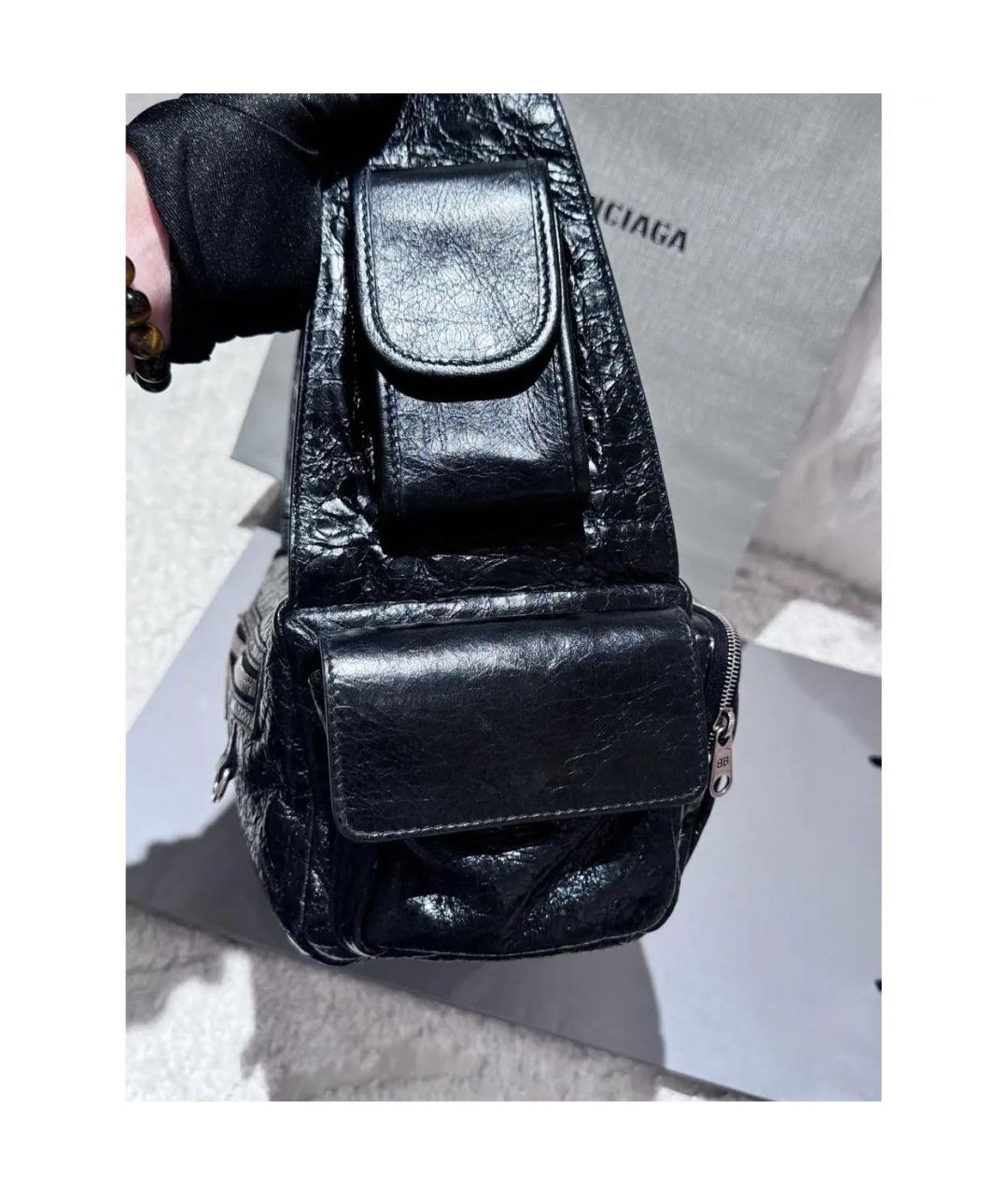 BALENCIAGA Черная сумка через плечо из искусственной кожи, фото 6