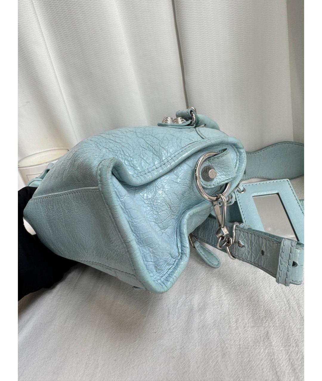 BALENCIAGA Голубая кожаная сумка через плечо, фото 5
