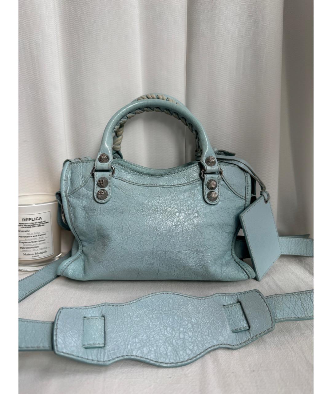 BALENCIAGA Голубая кожаная сумка через плечо, фото 2