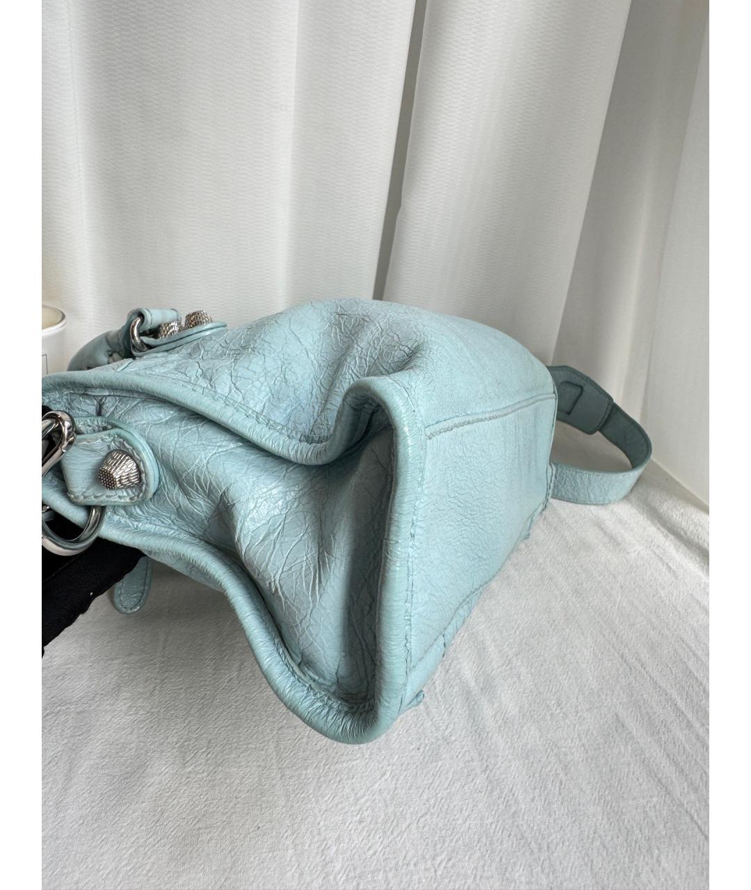 BALENCIAGA Голубая кожаная сумка через плечо, фото 4